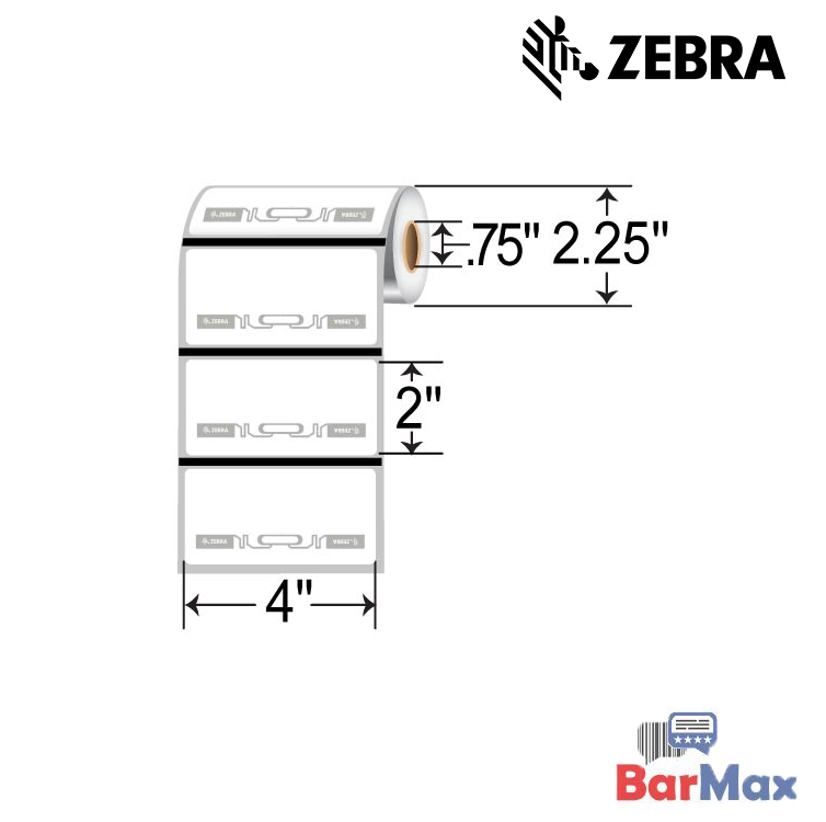  Zebra Technologies 83340 Z-Select 4000T - Etiqueta de papel, transferencia  térmica, perforada, 4 x 1 pulgada, núcleo de 1 pulgada, diámetro exterior  de 5 pulgadas (rollo de 2260, caja de 4